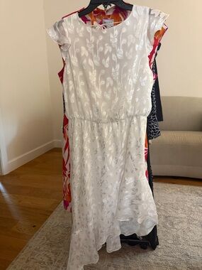 Amanda Uprichard High-Low Leaf Jacquard Cap Sleeve Dress like new never worn m